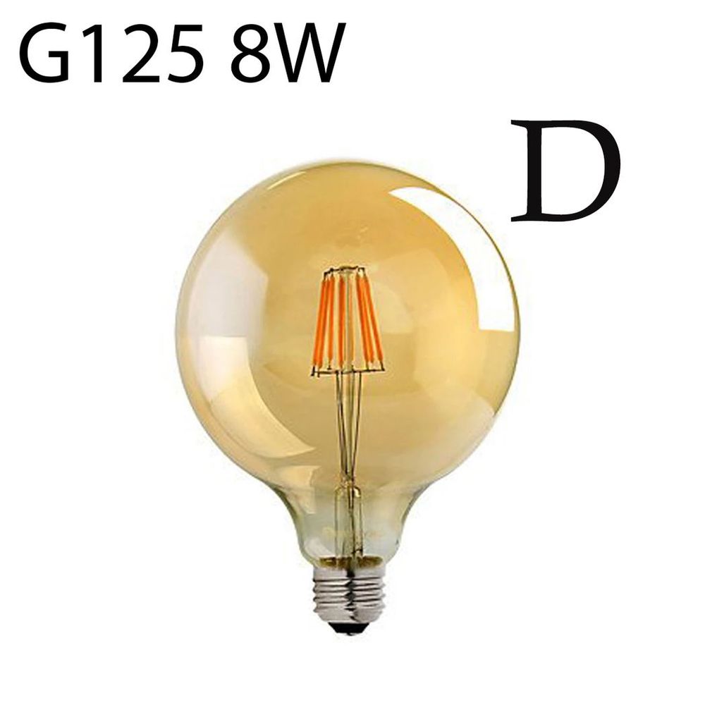 G125 E27 8W Edison Style LED filament Globe shape Retro Vintage Amber light bulb S0671114240