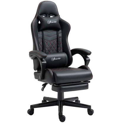 Racing Gaming Chair PU Leather Gamer Recliner Home Office, Black S0671210960