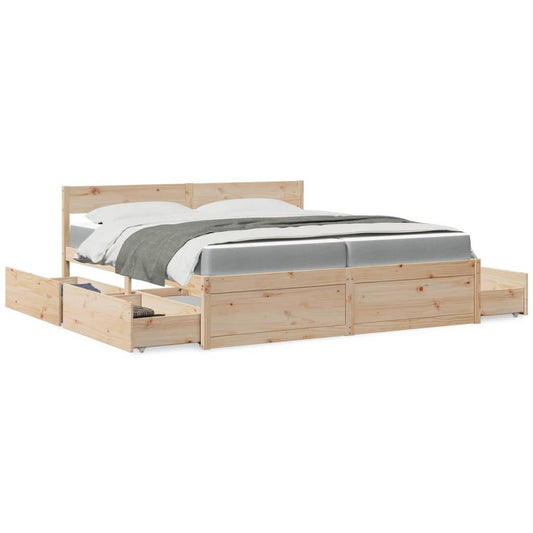 vidaXL Bed with Drawers and Mattress 200x200 cm Solid Wood Pine S0671489402