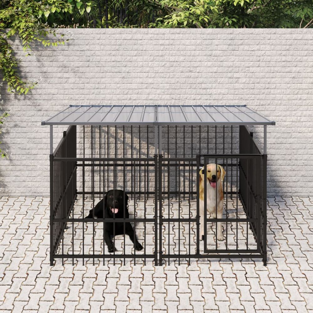 Outdoor Dog Kennel Steel 194 x 193.5 x 100 cm to 976 x 198 x 128 cm V0671110490