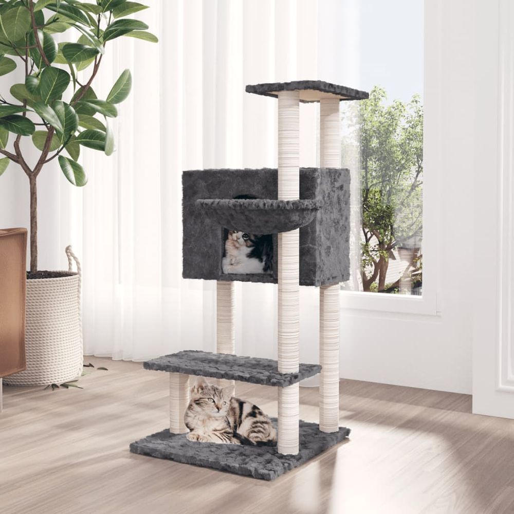 vidaXL Cat Tree with Sisal Scratching Posts Cream 108.5 cm S0671085589