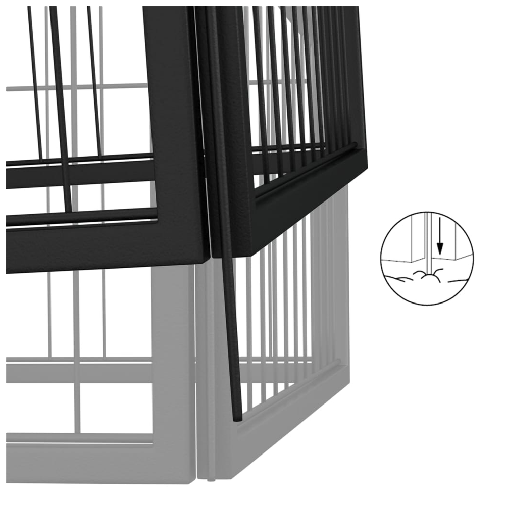 8-44 Panel Dog Playpen Black 100x50 cm to 1100 x 1100 x 50 cm Powder-coated Steel S0671091609