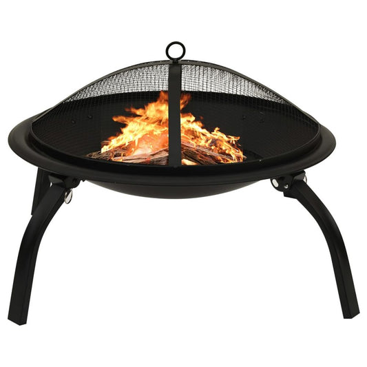 vidaXL 2-in-1 Fire Pit and BBQ with Poker 56x56x49 cm Steel V069824100