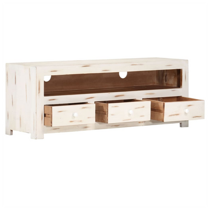 vidaXL TV Cabinet Solid Wood Acacia 110x30x40 cm White V0671191845