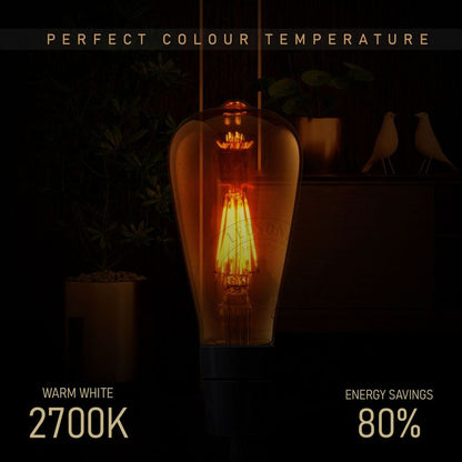 2Pack E27 LED Edison Dimmable Vintage Amber Glass Warm white 2700K Light Bulb S0671114254