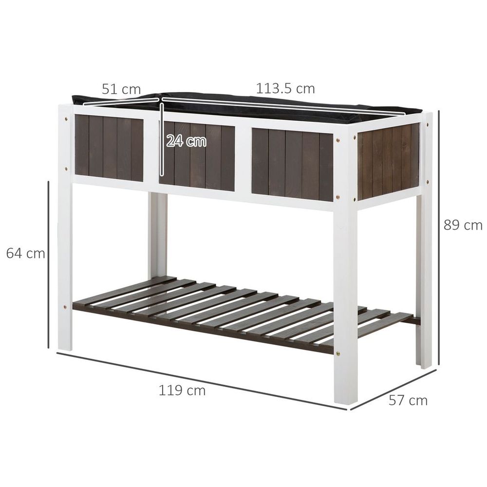 Wooden Planter Raised Elevated Garden Bed with Shelf Outdoor/Indoor S0671149244