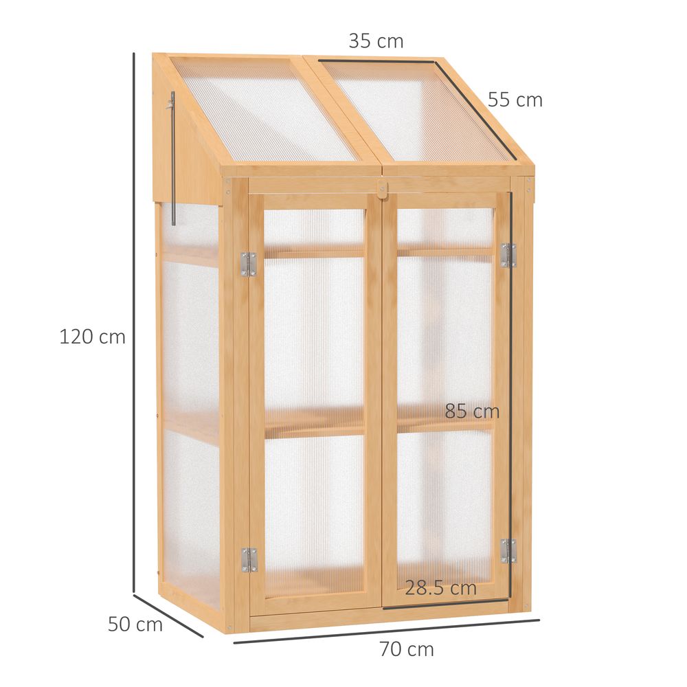 Wooden Greenhouse, Cold Frame PC Semi Transparent 70x50x120cm, Brown S0671071989