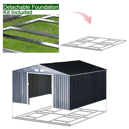 6.5 x 11FT Foundation Ventilation Steel Outdoor Garden Shed Grey S067941990