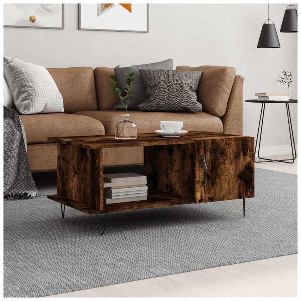 vidaXL Coffee Table Smoked Oak 90x50x40 cm Engineered Wood S0671256956