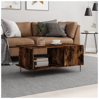 vidaXL Coffee Table Smoked Oak 90x50x40 cm Engineered Wood S0671256956