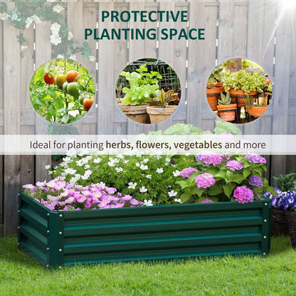 Raised Garden Bed Steel Planter Growing Box for Vegetables Flowers Green S0671114991