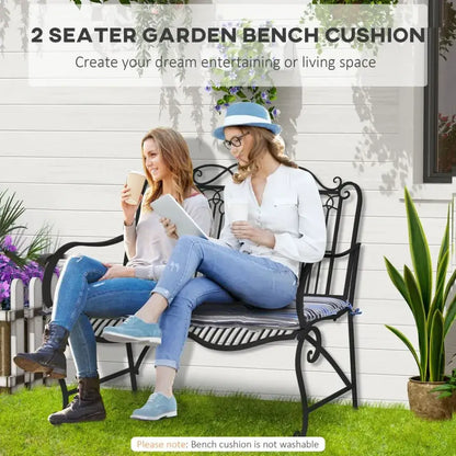 2 PCS Patio Bench Swing Chairs Garden Chairs Double Seat Cushion Mat Strips Blue S0671096942