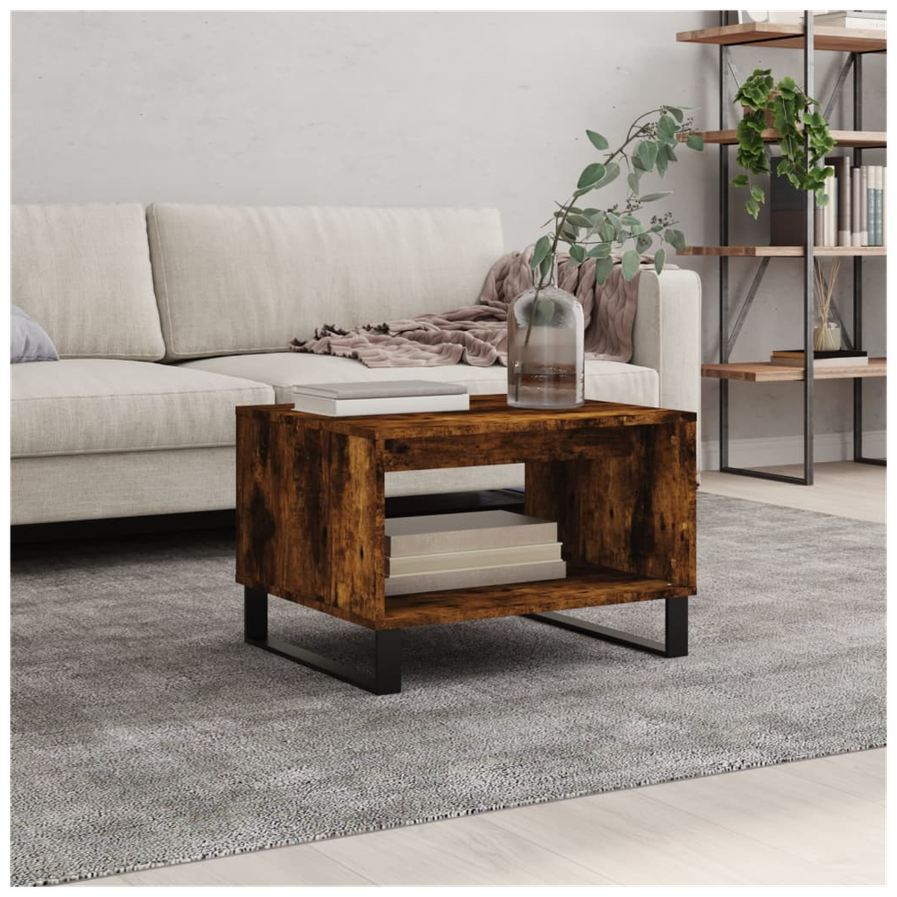 vidaXL Coffee Table Smoked Oak 60x50x40 cm Engineered Wood S0671257004