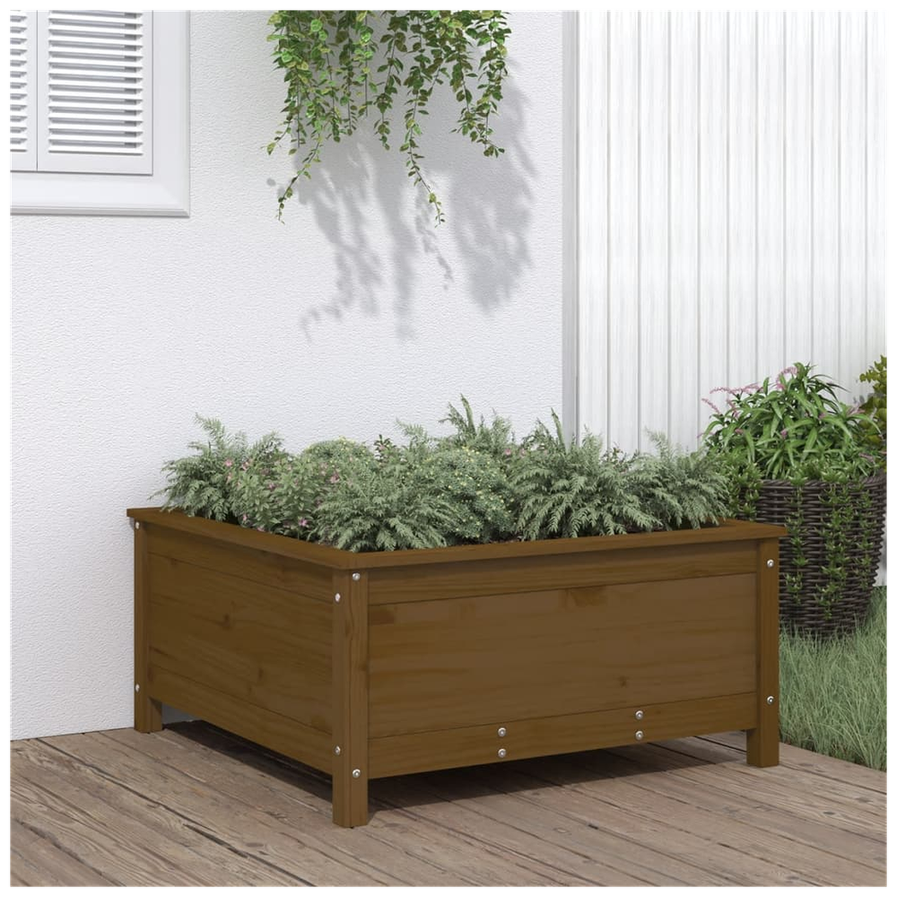 Garden Planter Honey Brown 82.5x82.5x39 cm Solid Wood Pine S0671357951