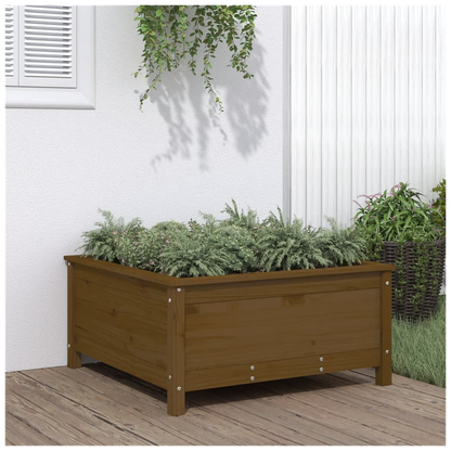 Garden Planter Honey Brown 82.5x82.5x39 cm Solid Wood Pine S0671357951