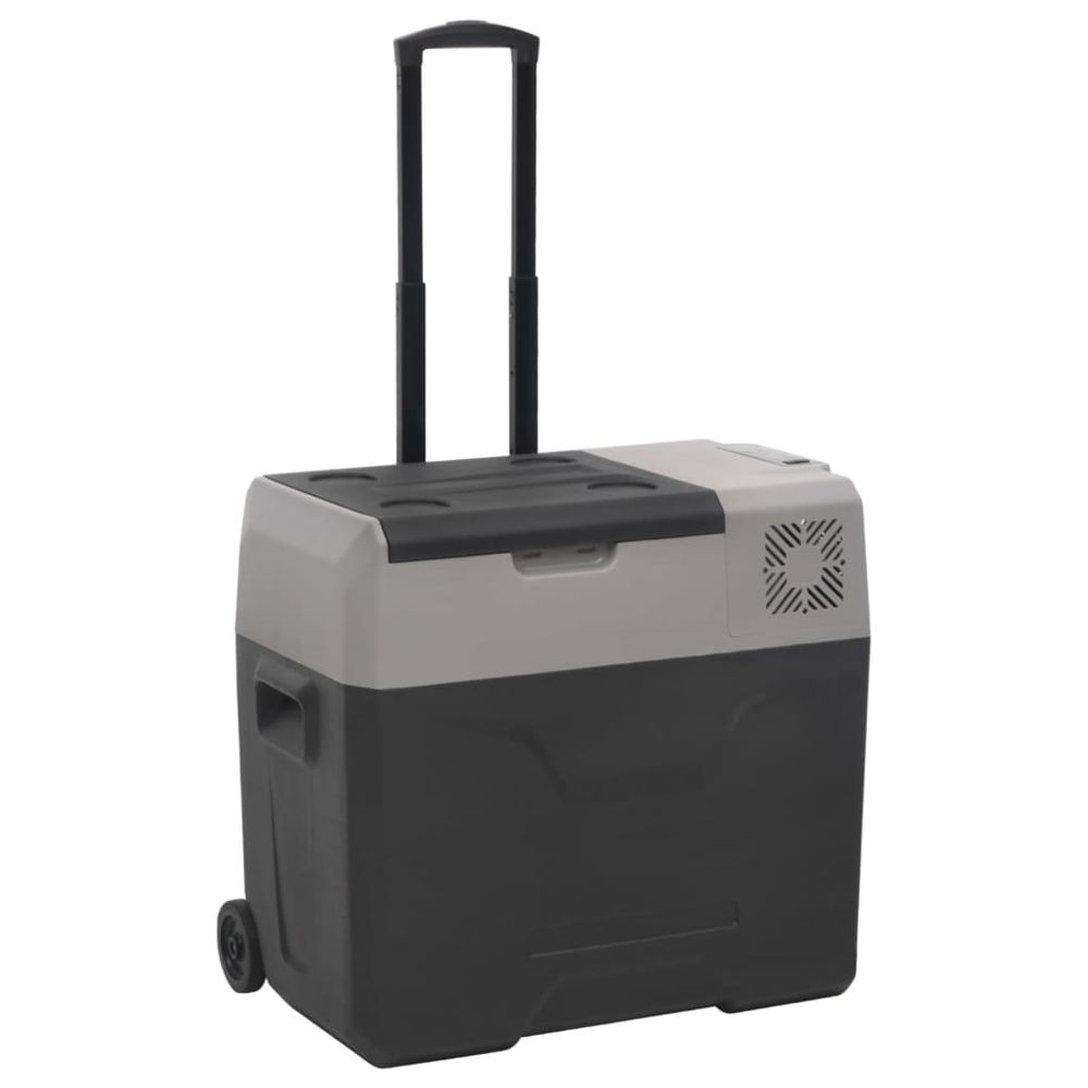 vidaXL Cool Box with Wheel and Handle Black&Grey 50 L Polypropylene S0671211453