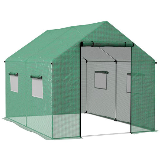 Outsunny Tunnel Greenhouse W/ UV-resistant PE Cover, Wide Door, 2 x 3(m), Green S0671391622