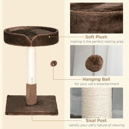 Small Cat Tree for Indoor Cats W/ Sisal Scratching Post Bed Cushion Toy Pawhut S0671081193