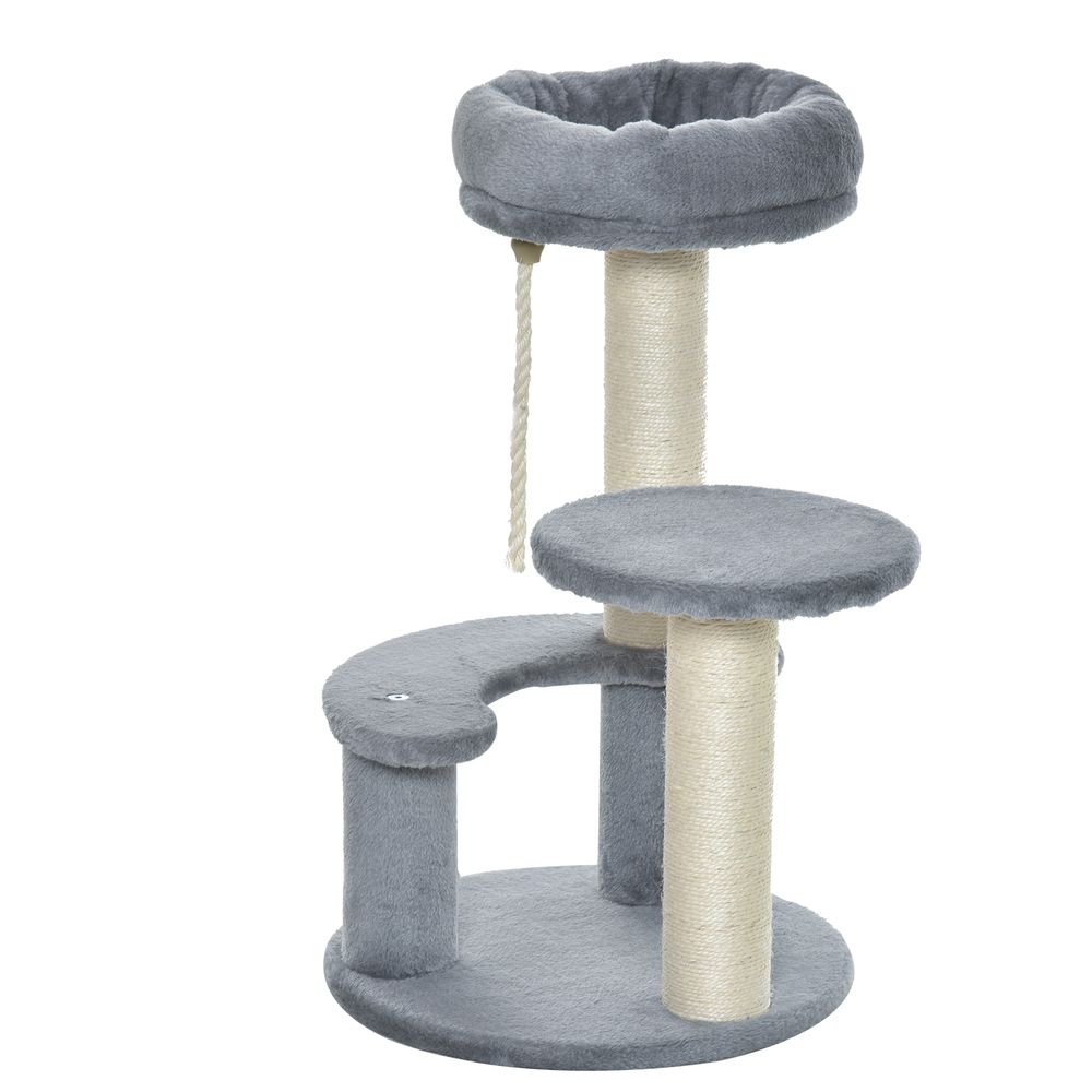 Cat Tree Scratcher Kitty Activity Play Center Post 2 Perch w/ Hanging Sisal Rope S0671071255