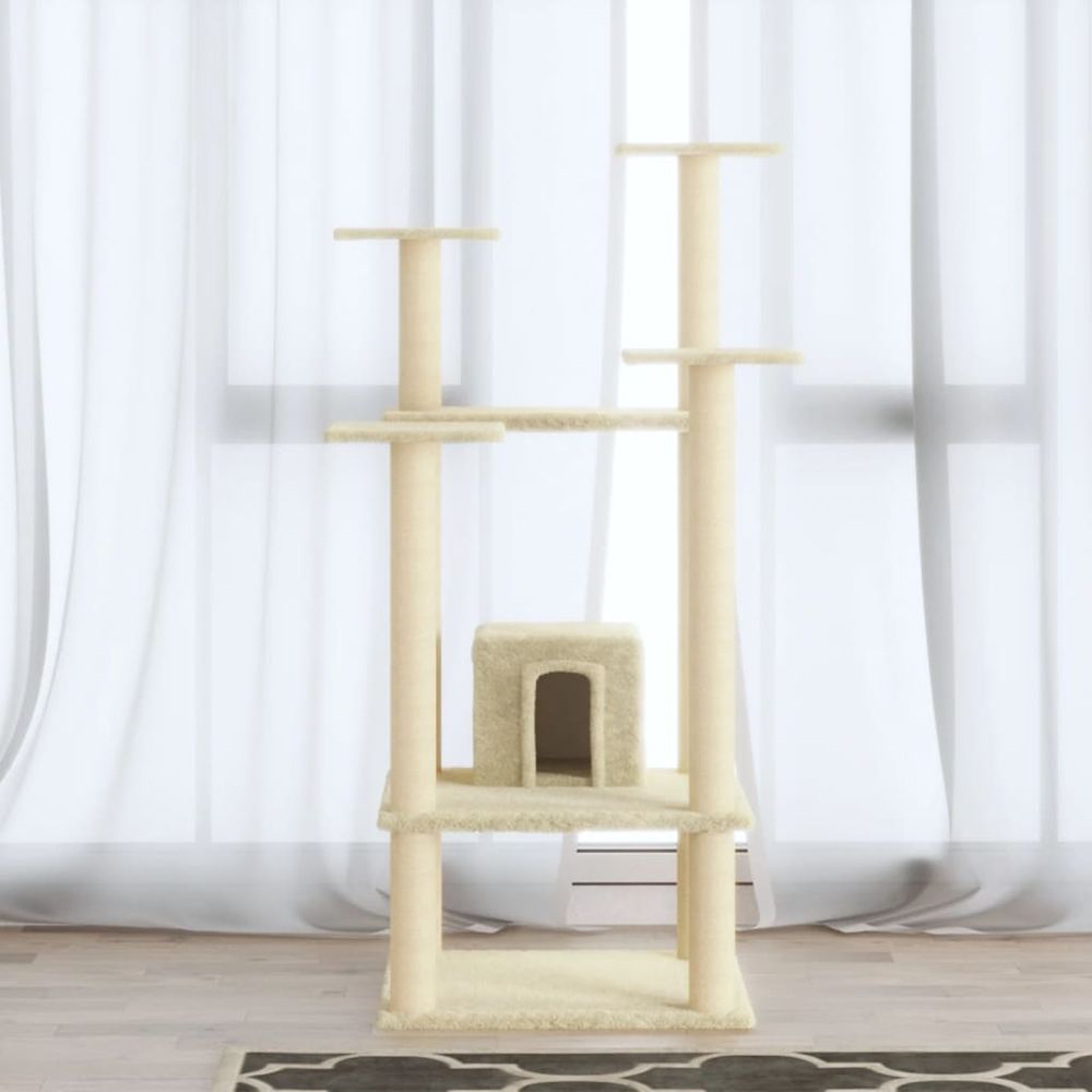 vidaXL Cat Tree with Sisal Scratching Posts Cream 110 cm V067940218