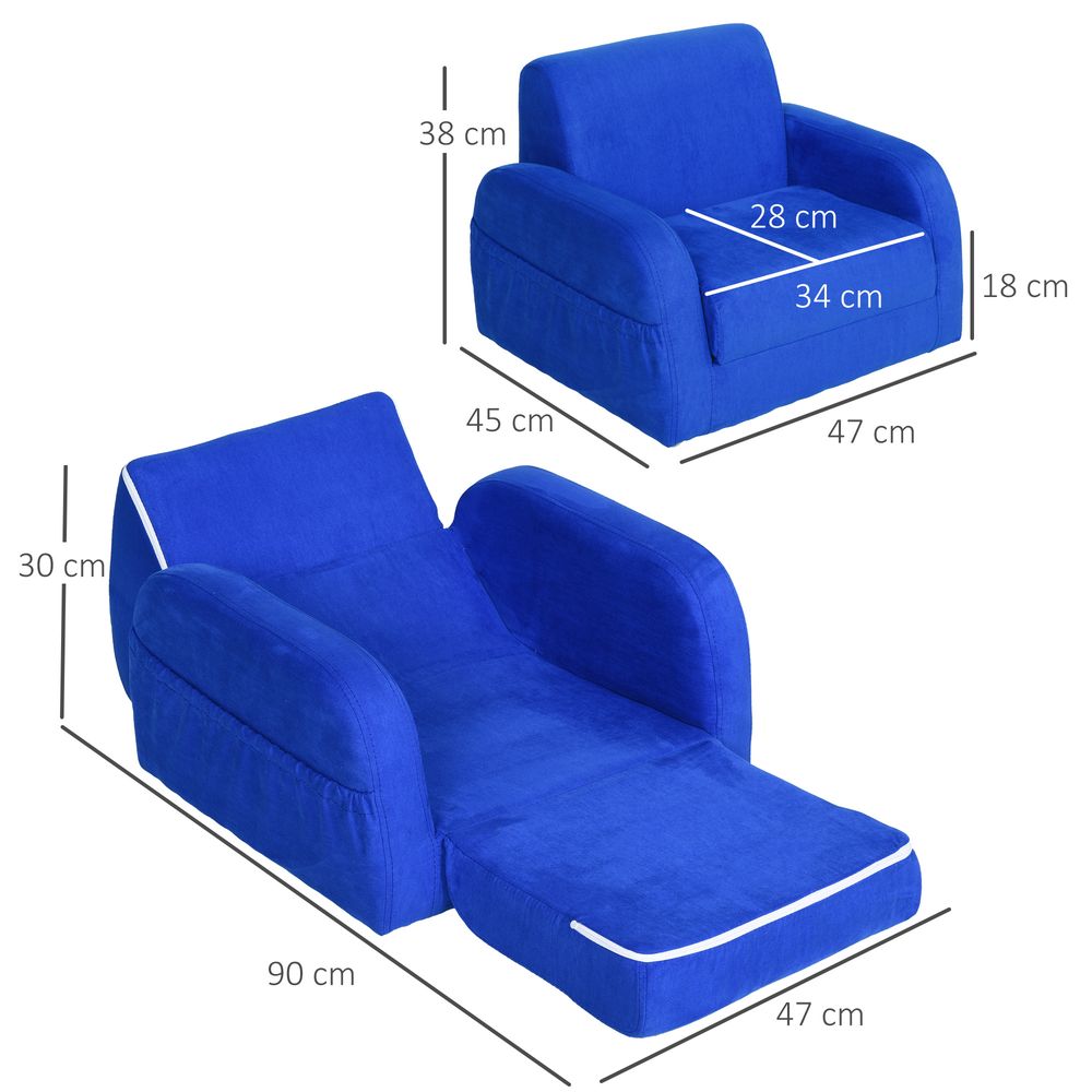 2 In 1 Kids Sofa Armchair Chair Fold Out Flip Open Baby Bed Couch Toddler Sofa S0671347125