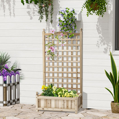 Outsunny Raised Garden Bed with Trellis Garden Planters Indoor Outdoor Natural S0671391630