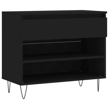 vidaXL Shoe Cabinet Black 70x36x60 cm Engineered Wood S0671362050