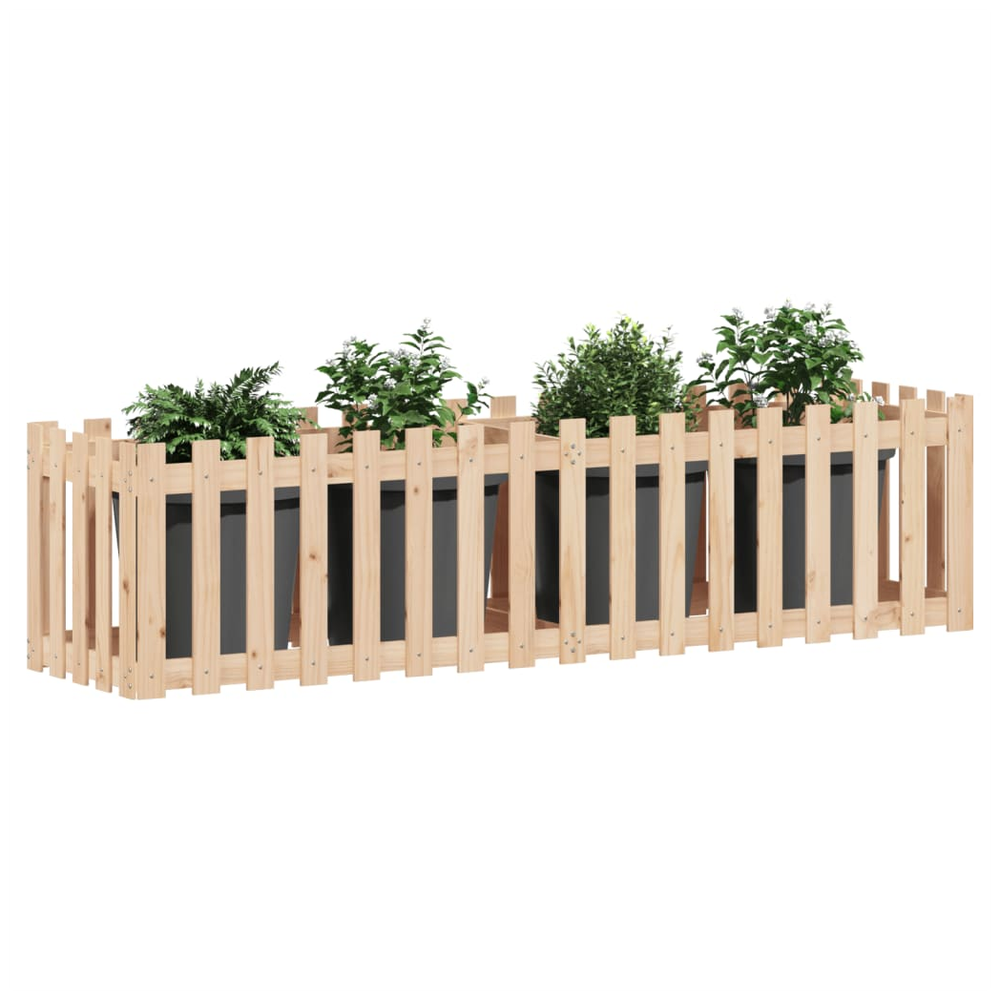 vidaXL Garden Raised Bed with Fence Design 200x50x50 cm Solid Wood Pine S0671368517