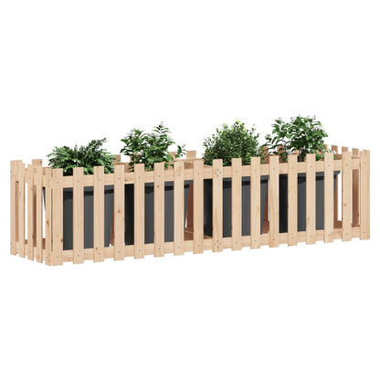 vidaXL Garden Raised Bed with Fence Design 200x50x50 cm Solid Wood Pine S0671368517