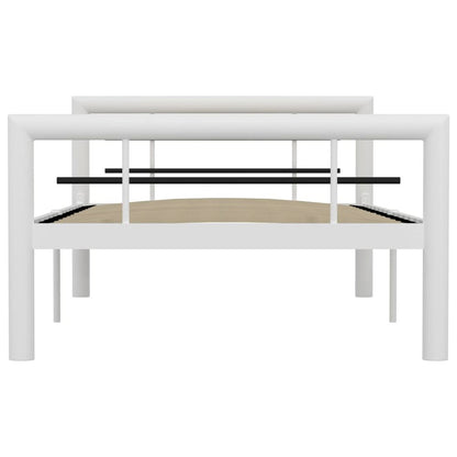 vidaXL Bed Frame White and Black Metal 90x200 cm V035874875