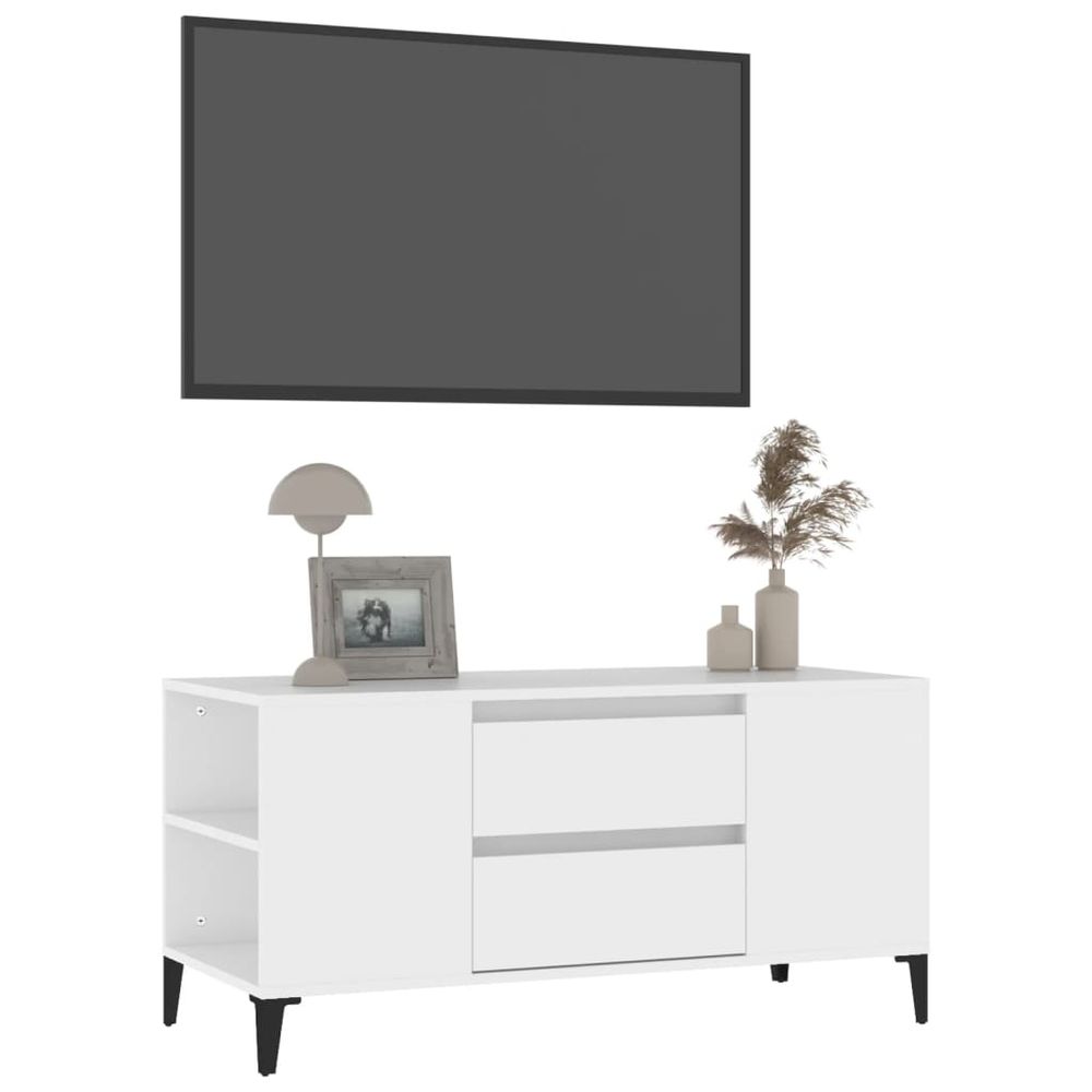 vidaXL TV Cabinet White 102x44.5x50 cm Engineered Wood S0671105442