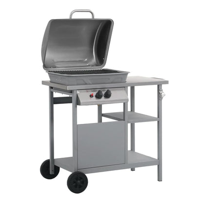 Gas BBQ Grill with 3-layer Side Table Black and Silver S069811674