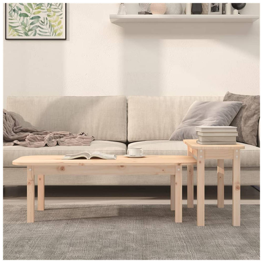 2 Piece Coffee Table Set Solid Wood Pine S0671160198