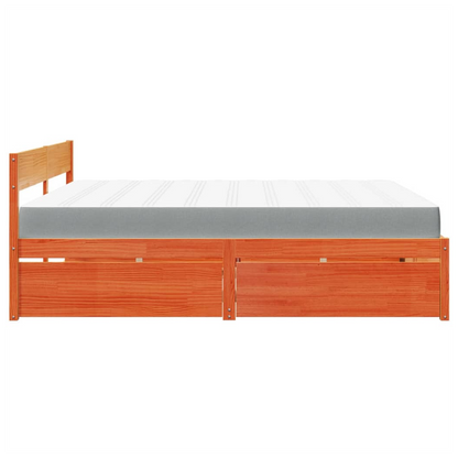 vidaXL Bed with Drawers and Mattress Wax Brown 180x200 cm Super King Solid Wood Pine S0671489413