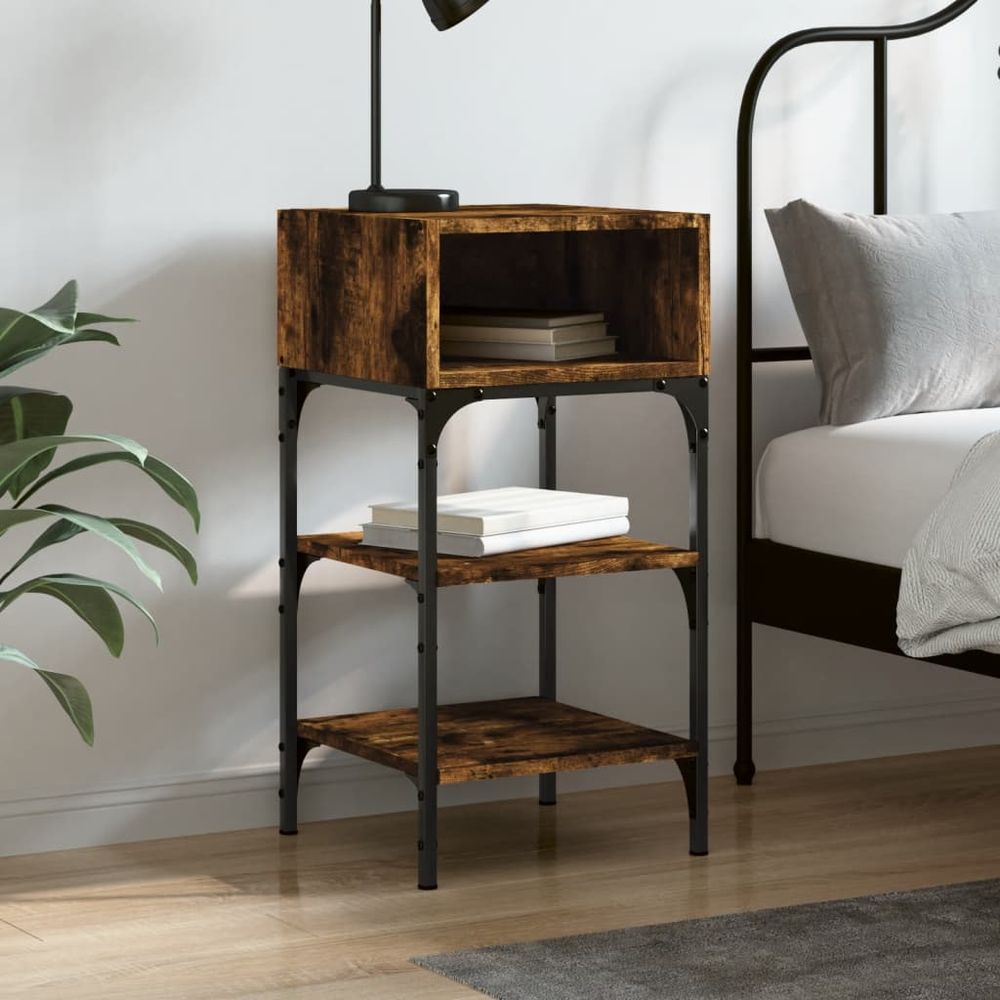 vidaXL Bedside Table Smoked Oak 35x34.5x70 cm Engineered Wood S0671260456