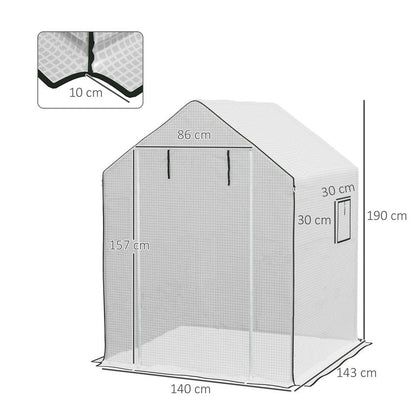 Outsunny Walk-in Greenhouse Cover Replacement with Door and Mesh Windows, White S0671383575