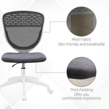 Vinsetto Desk Chair, Height Adjustable Mesh Office Chair with Wheels, Grey S0671383453