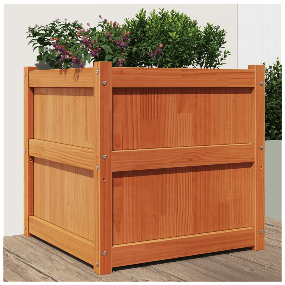 vidaXL Garden Planter Wax Brown 60x60x60 cm Solid Wood Pine S0671394893