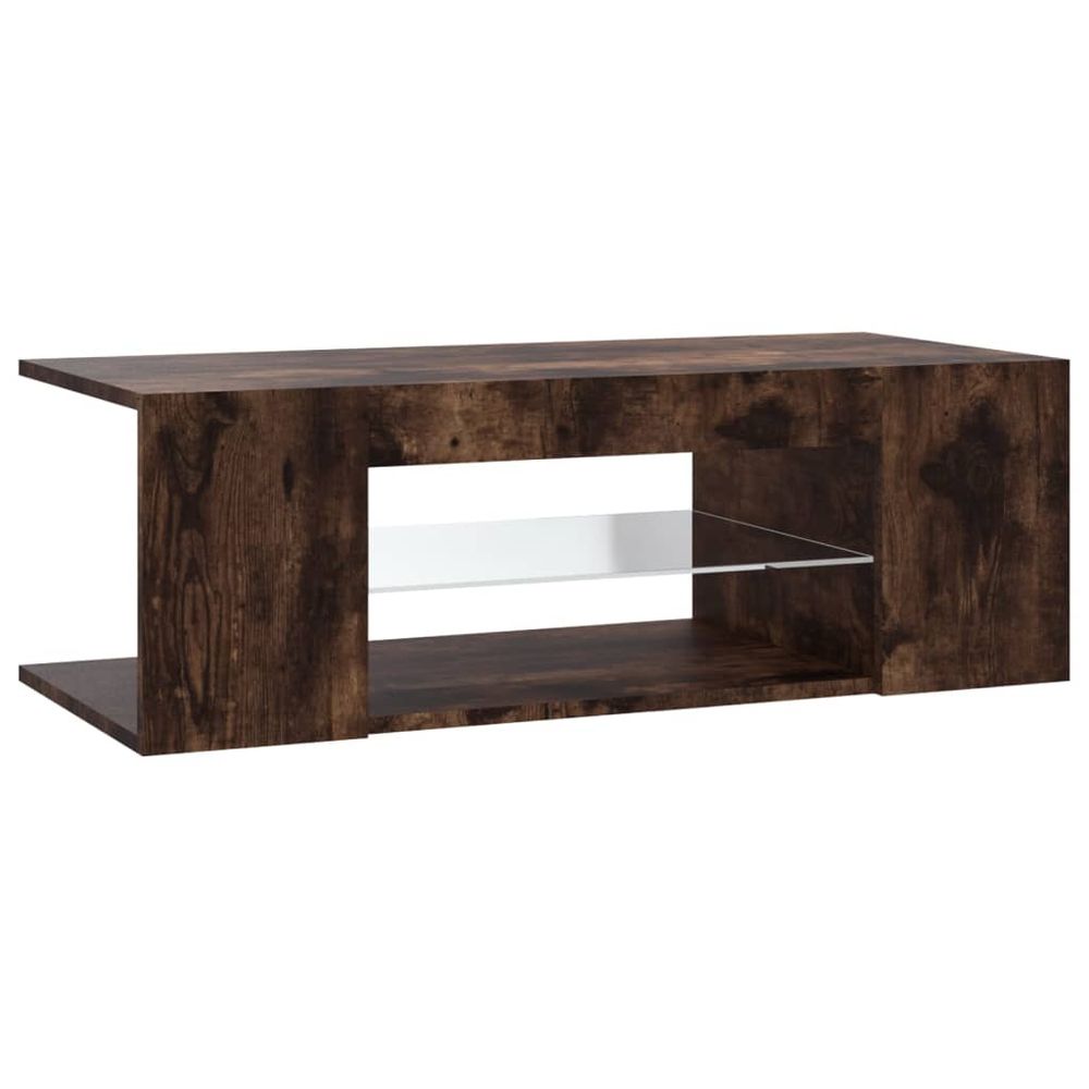 TV Cabinet with LED Lights Smoked Oak 90x39x30 cm S0671111131