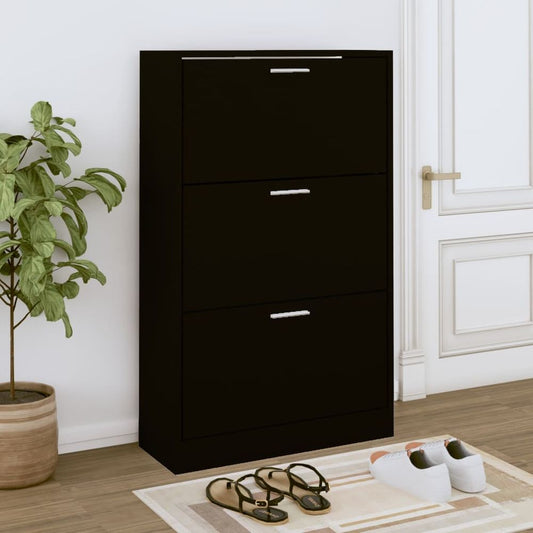 Shoe Cabinet Black 63x24x103 cm Engineered Wood S0671085592