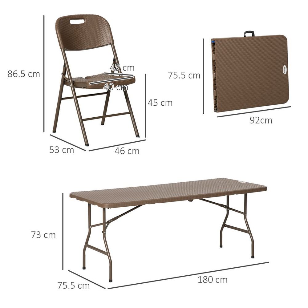 7 PCs HDPE Molding Design Resin Rattan Dining Set, Foldable Table & Chairs S0671114951