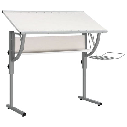 vidaXL Craft Desk White&Grey 110x53x(58-87) cm Engineered Wood&Steel V0671191938