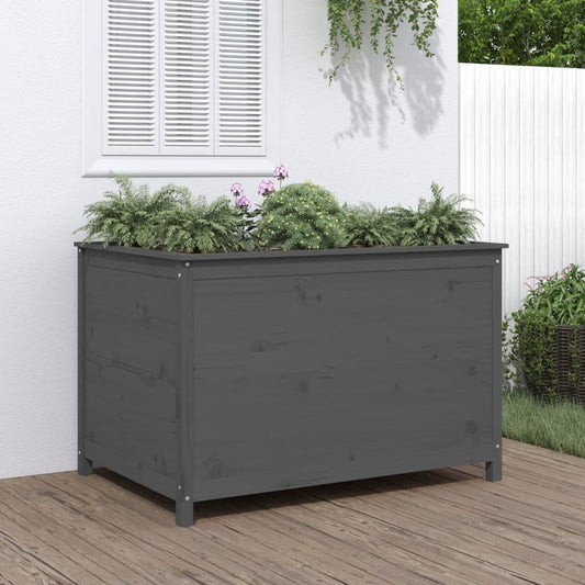 Garden Raised Bed Grey 119.5x82.5x78 cm Solid Wood Pine S0671357995