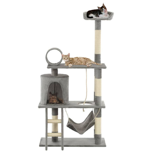 vidaXL Cat Tree with Sisal Scratching Posts 140 cm Grey S069789407