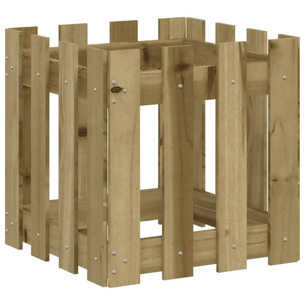 vidaXL Garden Planter with Fence Design 40x40x40 cm Impregnated Wood Pine S0671368162