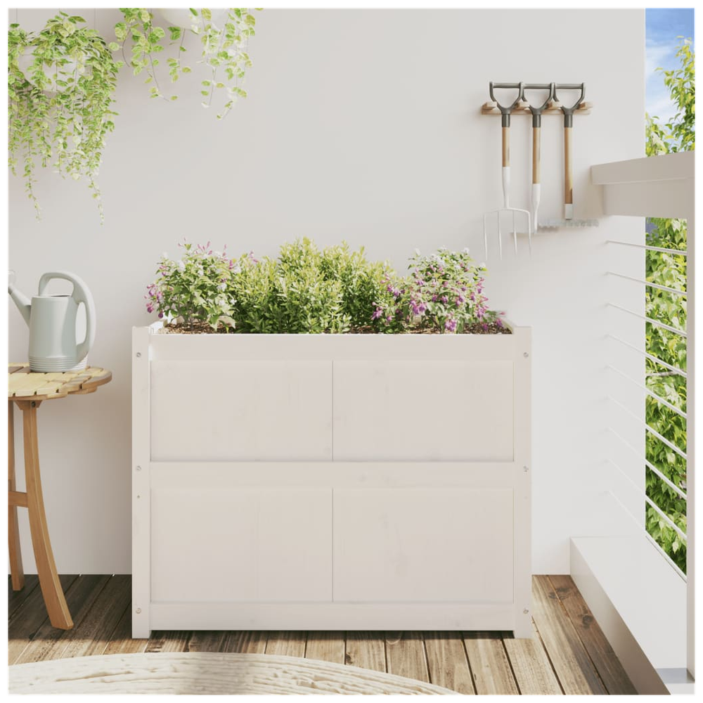 vidaXL Garden Planter White 90x50x70 cm Solid Wood Pine S0671381123