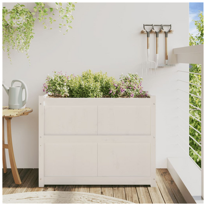 vidaXL Garden Planter White 90x50x70 cm Solid Wood Pine S0671381123