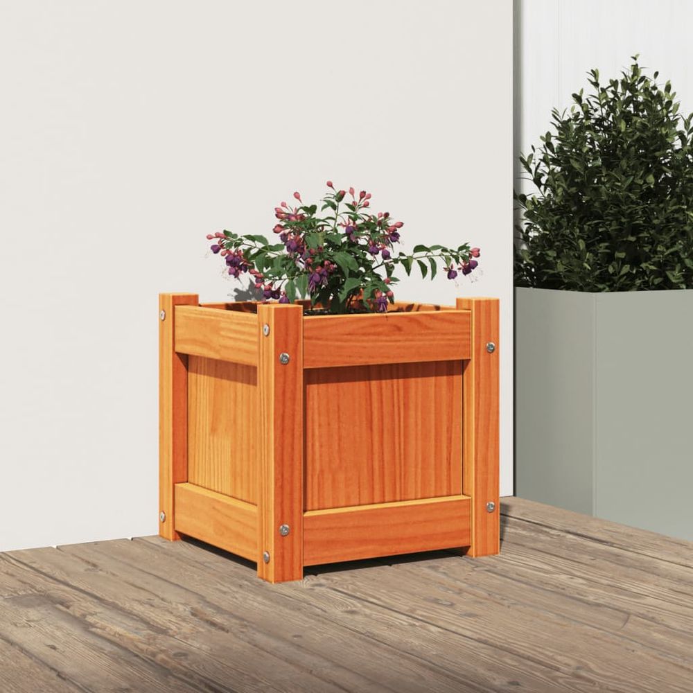 vidaXL Garden Planter Wax Brown 31x31x31 cm Solid Wood Pine S0671402616