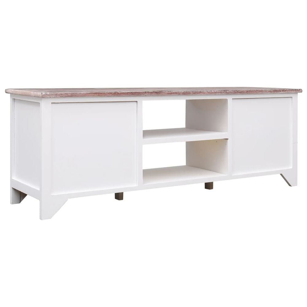 TV Cabinet White and Brown 115x30x40 cm Paulownia Wood S0671176963