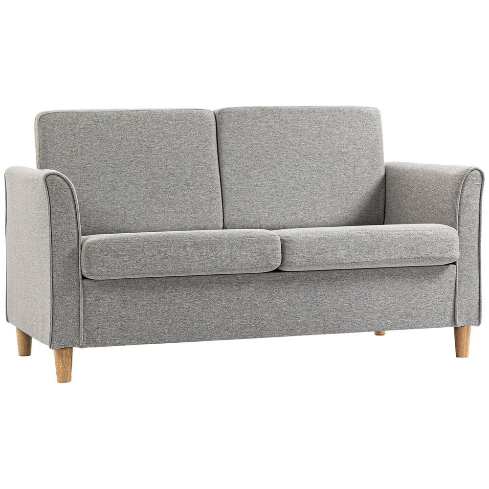 HOMCOM Double Seat Sofa Linen Upholstery Loveseat Couch w/ Armrests, Light Grey S0671383606